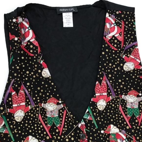Vintage Santa Vest Ugly Christmas Robyn-Lyn sz L - Picture 3 of 6